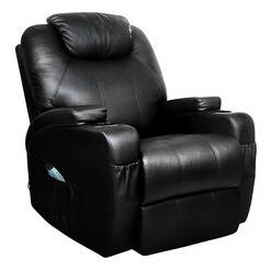 Picture of Guru Faux Leather Electric Heated Massage Chair Leatherette Black Resort Living