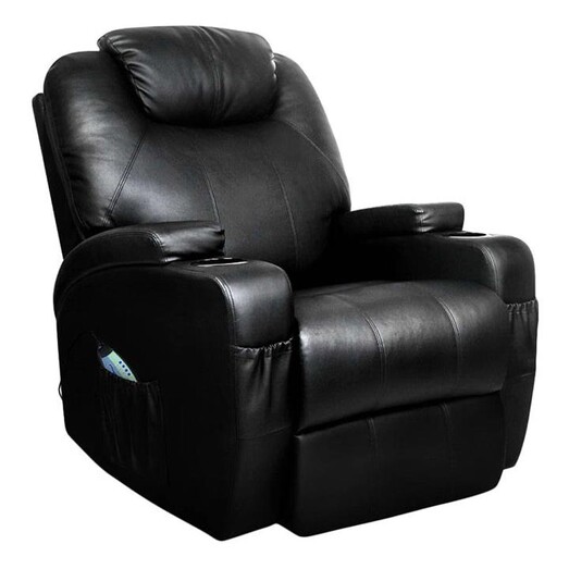 Picture of Guru Faux Leather Electric Heated Massage Chair Leatherette Black Resort Living