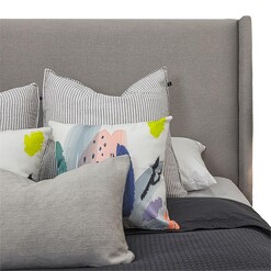 Picture of Gyro Winged Bed Head, Pumice Fabric Cornermill