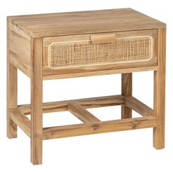 Picture of Hagan Teak & Rattan Side Table Neutrals Amalfi