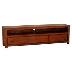 Picture of Hague 3 Drawer Timber Entertainment Unit, Pecan Mahogany Light Pecan Kayu Estate