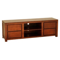 Picture of Hague 4 Drawer Timber Entertainment Unit, Pecan Mahogany Light Pecan Kayu Estate
