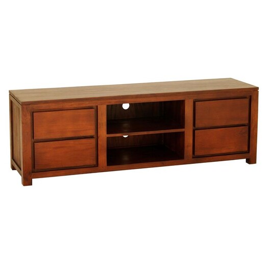 Picture of Hague 4 Drawer Timber Entertainment Unit, Pecan Mahogany Light Pecan Kayu Estate