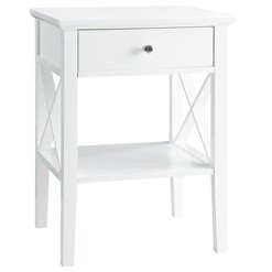 Picture of Hailey 1-Drawer Bedside Nightstand End Lamp Side Table - White