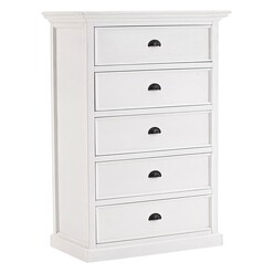 Picture of Halifax Chest of 5 Drawers, White Wood Nova Solo