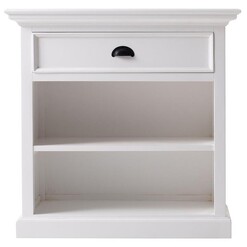 Picture of Halifax Grand Wooden Bedside Drawer Table & Shelves Mahogany White Nova Solo