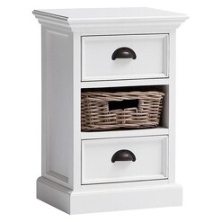 Picture of Halifax Single Rattan Basket Storage Unit Wood White Nova Solo