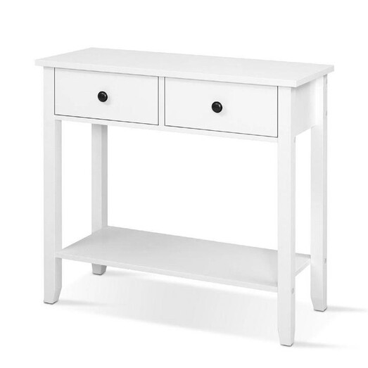 Picture of Hallway Console Table Hall Side Entry 2 Drawers Display White Desk Furniture