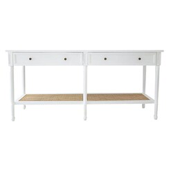 Picture of Hamilton Timber Rattan Console Table Mahogany White Abide Interiors