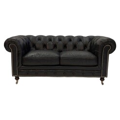 Picture of Hampton Court 2 Seater Leather Chesterfield Sofa in Black by Alliance Furniture