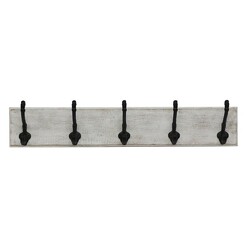 Picture of Hamptons 5 Hook Rack MDF Whitewash Artisan Homewares