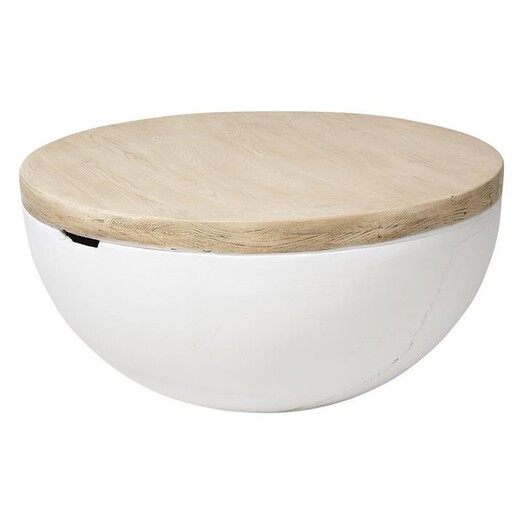 Picture of Hamptons Faux Wood Indoor/Outdoor Coffee Table in White/Beige by Casa Uno