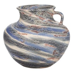 Picture of Hanalei Glazed Vessel with Handle in Blue by Amalfi