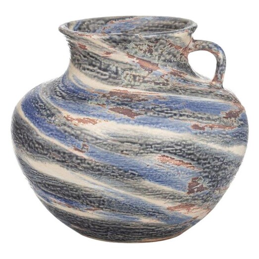 Picture of Hanalei Glazed Vessel with Handle in Blue by Amalfi