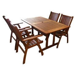 Picture of Hanley 5-Piece Outdoor Dining Set Wood Mahogany The Import Depot
