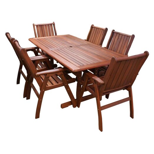 Picture of Hanley 7-Piece Outdoor Dining Set Wood Mahogany The Import Depot Picture of Hanley 7-Piece Outdoor Dining Set Wood Mahogany The Import Depot