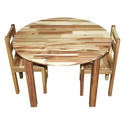 Picture of Hardwood Round Table & Chair Set Acacia Natural Timber QToys
