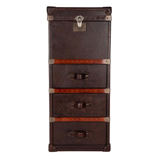 Picture of Harman Trunk Chest of Drawers, Espresso, Tall Leather Huntington Lane