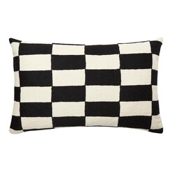 Picture of Harper Chequered Breakfast Cushion with Feather Fill in Black by L&M Home