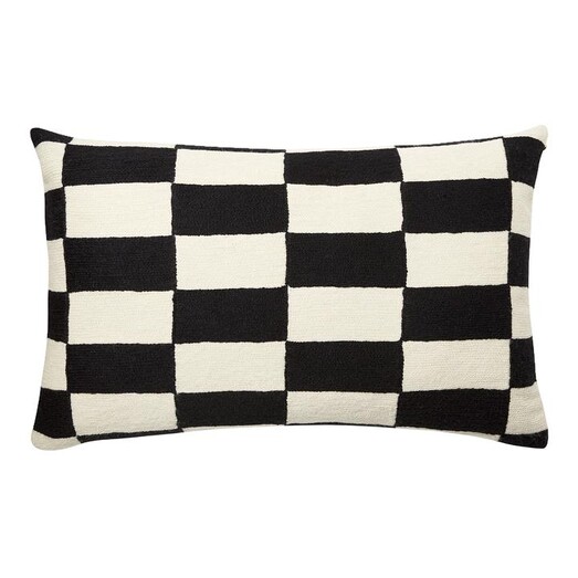 Picture of Harper Chequered Breakfast Cushion with Feather Fill in Black by L&M Home Picture of Harper Chequered Breakfast Cushion with Feather Fill in Black by L&M Home