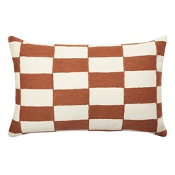 Picture of Harper Chequered Breakfast Cushion with Feather Fill in Brown by L&M Home
