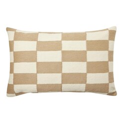 Picture of Harper Chequered Breakfast Cushion with Feather Fill in Natural by L&M Home