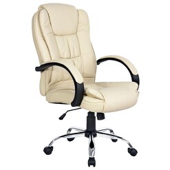 Picture of Harrison Office Chair, Beige Faux Leather Resort Living