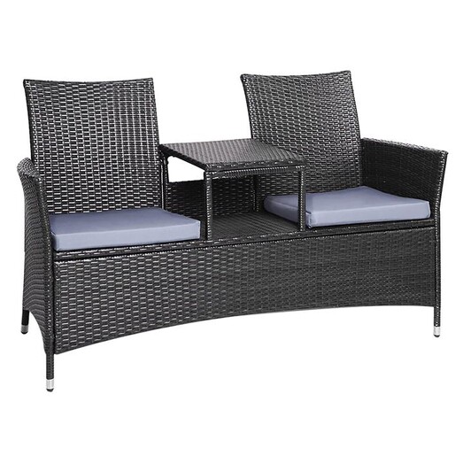 Picture of Hassan 2 Seater Outdoor Bench, Black Plastic Frisse Outdoors