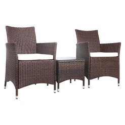 Picture of Hassan 3-Piece Outdoor Armchairs &Table Set, Brown Plastic Grey Frisse Outdoors