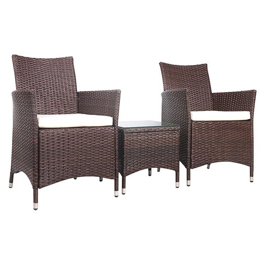 Picture of Hassan 3-Piece Outdoor Armchairs &Table Set, Brown Plastic Grey Frisse Outdoors