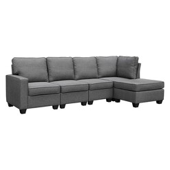 Picture of Hatice 4 Seater Right Chaise Lounge Fabric Grey Resort Living