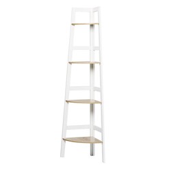 Picture of Hawaii 4-Tier Display Ladder Corner Shelf in White by HelloFurniture