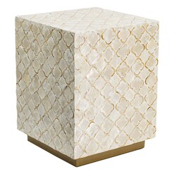 Picture of Haymen Shell Block Stool/Table MDF Gold/White Phil Bee Interiors