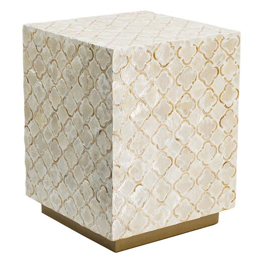 Picture of Haymen Shell Block Stool/Table MDF Gold/White Phil Bee Interiors