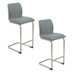 Picture of Haynes Set of 2 Faux Leather Bar Stools in Grey by Bay Road Designs