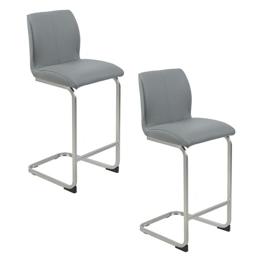 Picture of Haynes Set of 2 Faux Leather Bar Stools in Grey by Bay Road Designs Picture of Haynes Set of 2 Faux Leather Bar Stools in Grey by Bay Road Designs