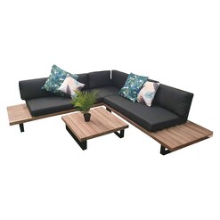 Picture of Hemingway 5 Seater Corner Lounge in Timber/Black by Nova Caeli