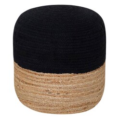 Picture of Henri Round Jute & Cotton Ottoman in Black by j.elliot HOME