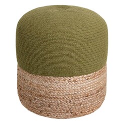 Picture of Henri Round Jute & Cotton Ottoman in Green by j.elliot HOME
