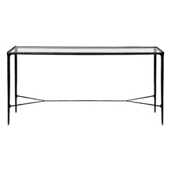 Picture of Heston Glass Desk in Black by CAFE Lighting & Living