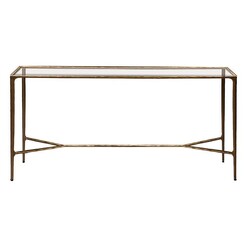 Picture of Heston Glass Desk in Gold by CAFE Lighting & Living