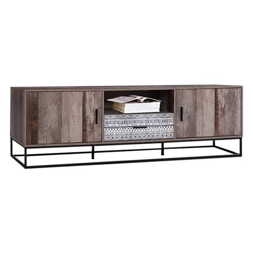 Picture of Hickman Entertainment Unit Chipboard Oak/Black Resort Living