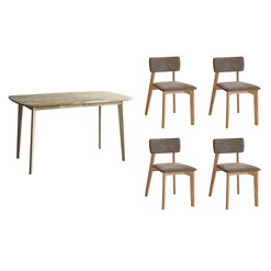 Picture of Hockey 5-Piece Dining Set Solid Wood Natural/Grey The Import Depot