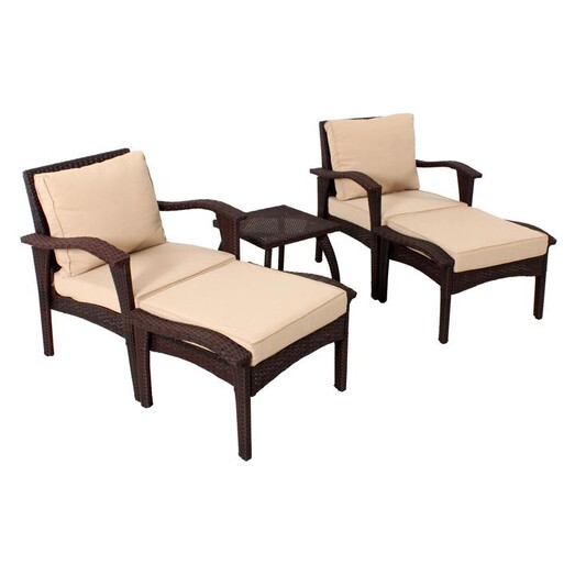 Picture of Honolulu 5-Piece Outdoor Sun Lounge Set, Brown Wicker Homeflex