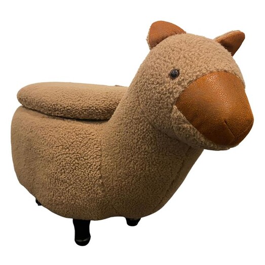 Picture of Horace Alpaca Kids' Storage Ottoman Fabric Brown E-living