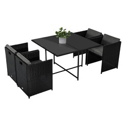 Picture of Horrocks 9-Piece Outdoor Dining Set in Black by Dreamo Living