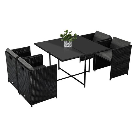 Picture of Horrocks 9-Piece Outdoor Dining Set in Black by Dreamo Living Picture of Horrocks 9-Piece Outdoor Dining Set in Black by Dreamo Living