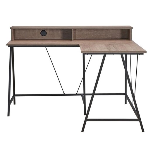Picture of Horton L-Shaped Office Desk with Hutch Chipboard Oak U.S Designs