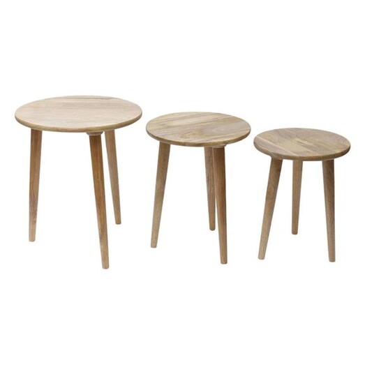 Picture of Hugh Set of 3 Timber Nesting Tables in Light Brown by j.elliot HOME