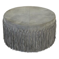 Picture of Indio Suede Ottoman Leather Grey CAFE Lighting & Living